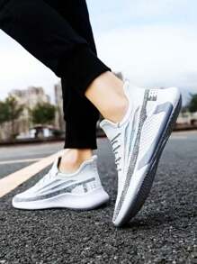 Tenis deportivos para hombre, Zapatillas de entrenamiento, Calzado ligero de malla transpirable, Tenis negros con diseño moderno, Zapatos casuales y deportivos, Tenis con suela antideslizante, Calzado para correr y gimnasio, Zapatillas de deporte para hombre, Altamente duraderas,Comodidad para todo el día - Blanco - Ver 5