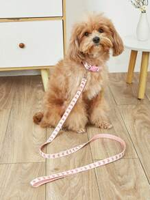 1条涤纶材质清新微风爱心图案宠物牵引绳，适合猫咪和小型犬户外使用（不适合大型犬）。 - 粉色 - 查看 2
