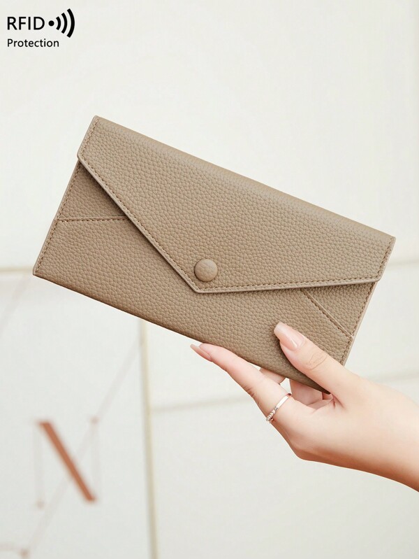 CHARM INFINITE RFID Anti-Theft New Ladies Wallet Soft Leather Envelope Style Long Wallet Slim Portable Minimalist Clutch