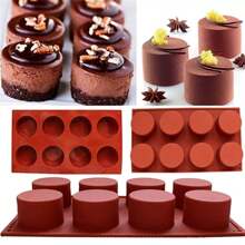 1 Piece 8-Cavity Cylindrical Silicone Chocolate Mold, Used For Ice Cream, Jelly, Pudding, Chocolate Dessert Cake Baking Tools, Is Ideal For Making Chocolate Cake Desserts. - Red - View 1