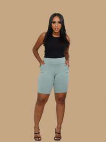 Women's Bermuda Shorts Social Tailoring For Elegant Women - Green - View 2