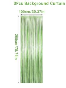 1/2/3件套浅绿色金属丝流苏帘，派对背景装饰，金属箔流苏背景幕布，节日生日派对用品，性别揭晓派对，迎婴派对，新娘送礼会装饰 - 淺綠色 - 查看 13