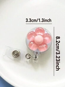 1pc/6pcs Cute Crystal Flower Design, Resin Plastic Material, Retractable Rotating Clip, Badge Reel With Rotating Clip, Suitable For Work ID, Student ID, Ideal For Students, Teachers, Doctors, School Supplies, Back To School Season And More. - Multicolor - View 4