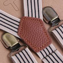 1pc Men's Striped Elastic Suspenders, Vintage 4 Clips, Suitable For All Seasons For Going Out Outfit Wedding Party And For Gift Halloween Accessories, Halloween Costumes Autumn-Winter Accessories Halloween Costume,Suitable For Teens, Youth,Men,Casual, Outdoor, Athletic, Vacation, Graduation Gifts, Birthday, Daily Wear