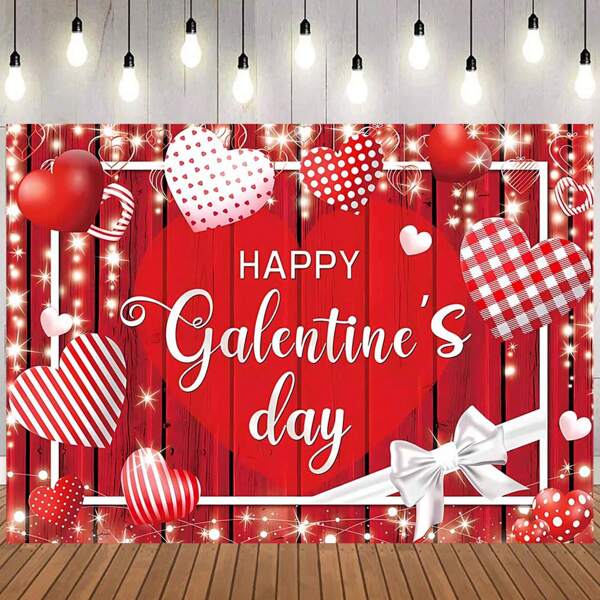 1PC Romantic Red Love Valentine's Day Theme Party Background Decoration -82.7 * 5.1/59.1 * 39.4/39.4 * 29.5 Inches, Happy Valentine's Day Splicing Red Love Wooden Board Photography Background Party Decoration Supplies Anniversary Wedding Cake Table Banner Photo Pavilion Props Decoration Supplies