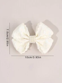 2pcs White Hair Bow Clips For Girls,Fabric Yarn Pearl Hair Bows Clips For Kids,Fashion Alligator Clips Decor Hair Accessories For Toddlers Gifts