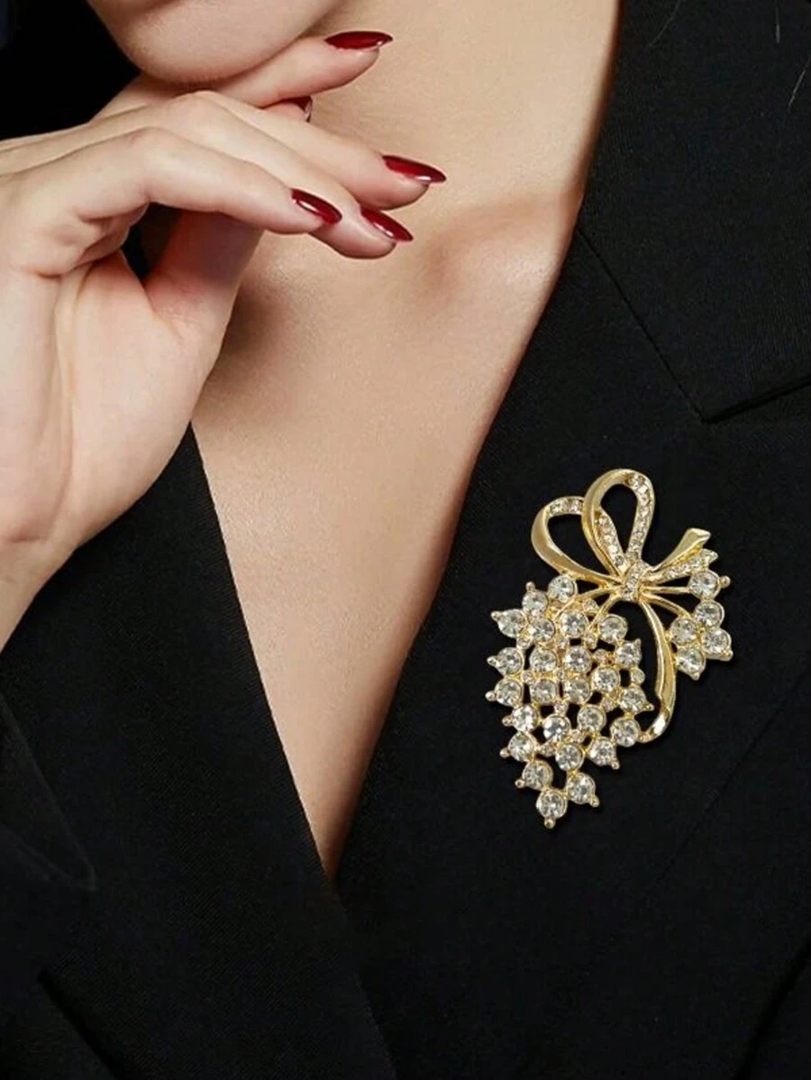 2 Pecas Broche De Strass De Dourado.Modelos Aleatorio - Dourado - Visão 1
