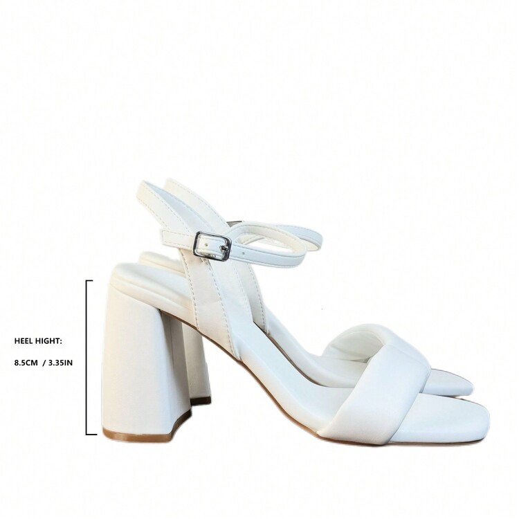 Solid Color Fashionable, Elegant, Soft And Comfortable High Heel Sandals - White - View 6