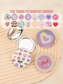 1PC Round 7CM Foldable Double Sided Makeup Mirror With 2X Magnifier Is A Perfect Gift For Dear Mothers, Aunts, Grandmothers, Daughters, Nieces, Sisters, Goddaughters, Brides And Lovely Bridesmaids! Ideal Gift For Holidays, Birthdays, Weddings, Mother's Day, Valentine's Day, New Year's Day, Etc.