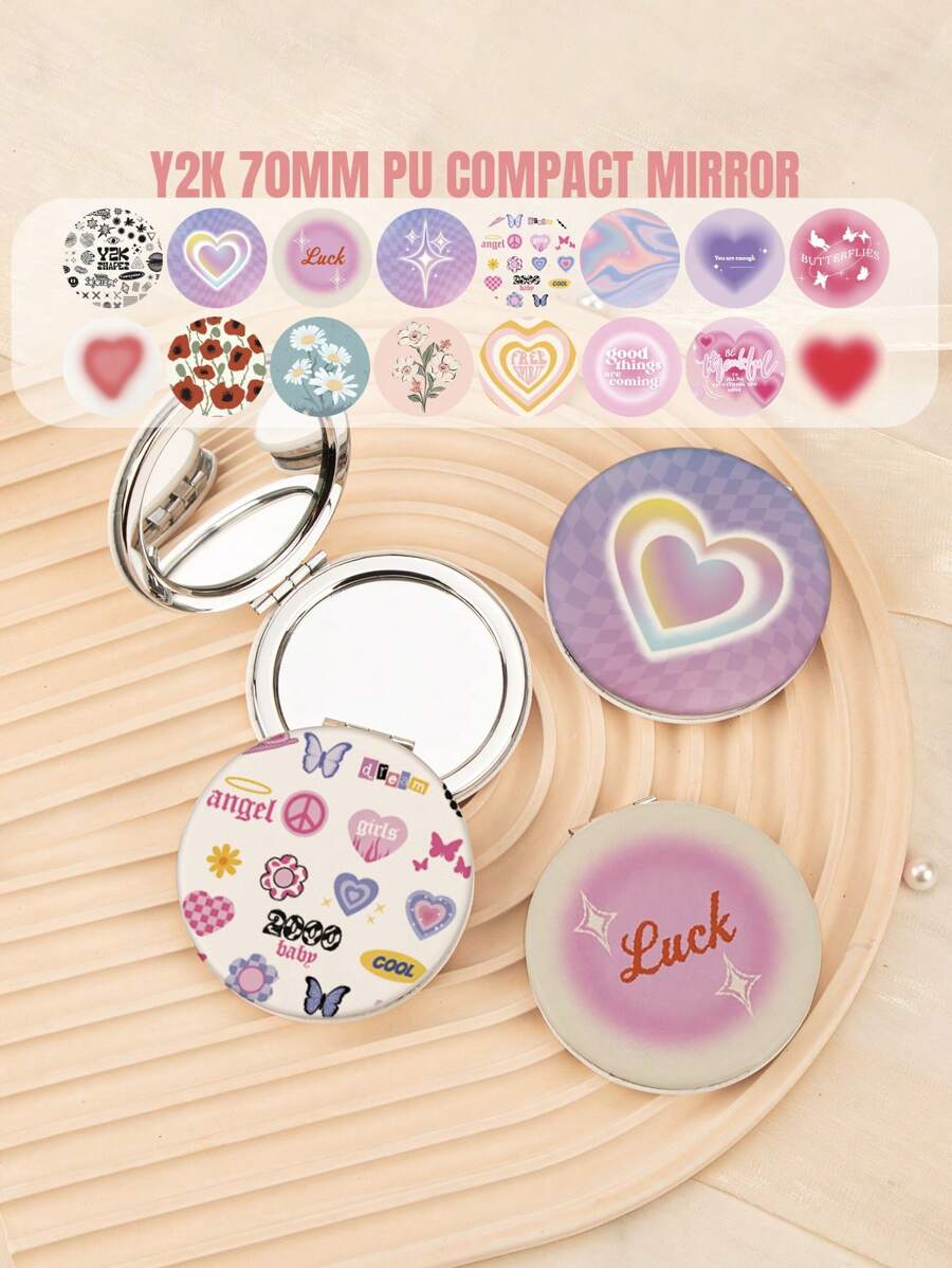 1PC Round 7CM Foldable Double Sided Makeup Mirror With 2X Magnifier Is A Perfect Gift For Dear Mothers, Aunts, Grandmothers, Daughters, Nieces, Sisters, Goddaughters, Brides And Lovely Bridesmaids! Ideal Gift For Holidays, Birthdays, Weddings, Mother's Day, Valentine's Day, New Year's Day, Etc.