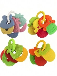 1 件/2 件，水果形硅胶牙胶 - 婴儿出牙胶，用于幼儿磨牙和固定牙齿 - 复活节礼物，摇铃功能，易于清洁，（颜色随机）