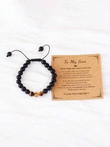 Ett armband från mamma till son, med inspirerande kärlekscitat, födelsedagspresent, föräldrars examenspresent, tacksägelse och julklapp till sonen - Svart - Visa 3