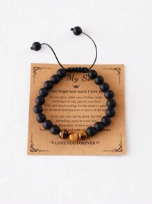 Ett armband från mamma till son, med inspirerande kärlekscitat, födelsedagspresent, föräldrars examenspresent, tacksägelse och julklapp till sonen - Svart - Visa 2