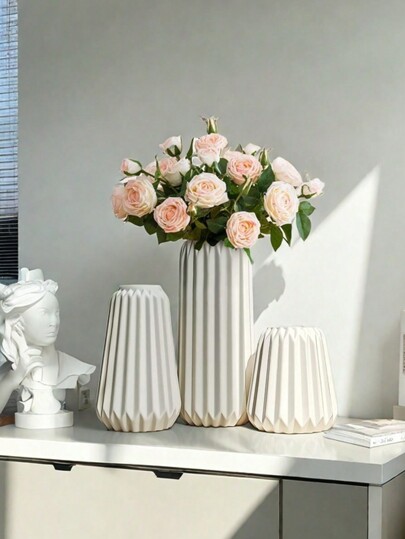 Resin Vase, Scandinavian Style White Vase, Centerpiece Table, Bedroom Table, Shelf, Cute Bohemian Flower Vase, Suitable For Farmhouse, Entryway, Living Room, Office Decoration Gifts Birthday Graduation Home Decor Back To School Room Decor School Supplies Glass Vase