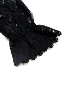 Blouse élégante à patchwork de dentelle florale pour femmes grandes tailles, décontractée pour les vacances - Noir - Voir 5