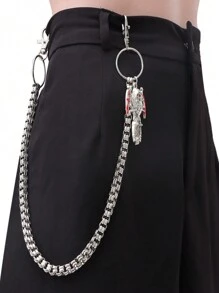 时尚吊坠单层粗链圆形饰品男士裤子链，百搭潮流配饰 - 彩色 - 查看 10