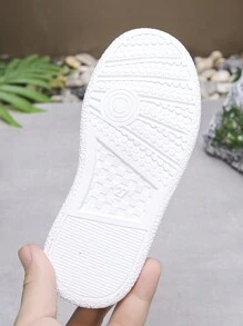 1 Pair Unisex Children Hook And Loop Casual Comfortable Non-Slip Flat Sneakers, Suitable For Outdoor Wear All Seasons