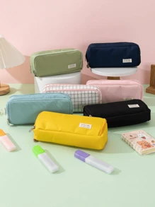 Large Capacity Fabric Pencil Case Layer/Double Sided Pen Bag Pencil Case/School/Office/College YD Stationery Back To School - 淺藍色 - 查看 2