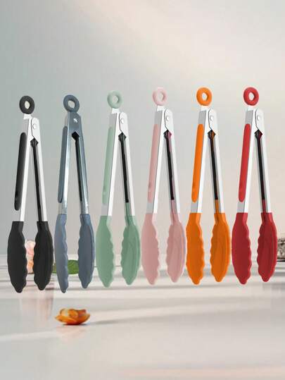 1 件 7 英寸迷你不锈钢厨房钳，户外烧烤肉夹，耐高温食物夹，烹饪、盛菜、烧烤、牛排、沙拉用具，烘焙工具，派对、生日装饰，送给父亲的礼物