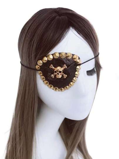 ROMWE Goth 1 pieza Parche de ojo de pirata dorado hecho a mano, accesorio para fiesta, festival, actuación y Halloween