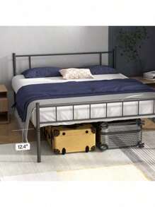 Estructura de cama de plataforma de metal, base de colchón de acero resistente, listones metálicos sin ruido