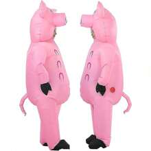 1 Stück aufblasbares Erwachsenen Maskottchen Kostüm rosa Schwein, Weihnachts Cosplay Kostüme für Mann Frau Tier Party Rollenspiel Kostüm ohne Batterie