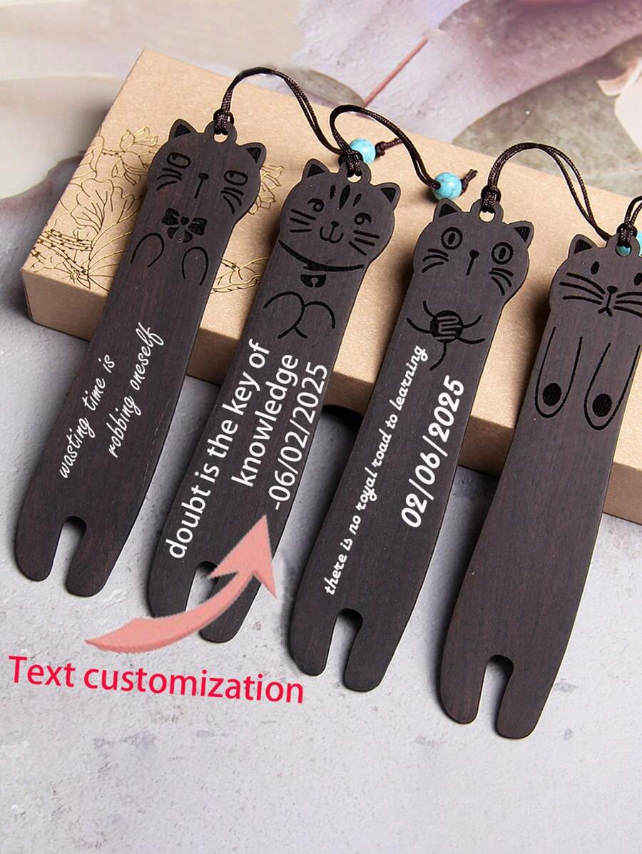 Personalized Cute Cat Bookmark, Custom Cartoon Cat Bookmarks, School Souvenir, Gift For Family & Friends Back To School - Multicolor - View 1