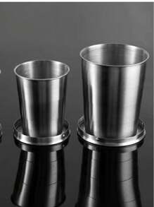 1pc Lightweight Folding Stainless Steel Cup, Portable High-Temperature Resistant Retractable Rinse Cup, Small Water Cup For Outdoor Travel