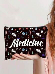 1 bucă geantă de machiaj pentru medicamente, unisex pentru adulți, husă pentru medicamente de călătorie, cu conținut scăzut de alergeni, cu imprimare aleatorie, pentru depozitare cosmetice, potrivită ca cadouri pentru doctori și adolescente, geantă de toaletă, geantă de spălat, geantă de călătorie, machiaj, geantă de plajă, geantă de plajă, esențiale de vacanță, rechizite școlare. Baie de dormitor al colegiului