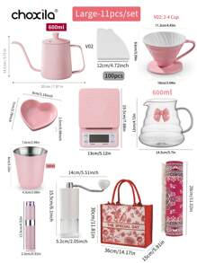 choxila Bộ pha cà phê, Bộ pha cà phê nhỏ giọt màu hồng cỡ 01 & cỡ 02, Bộ pha cà phê Pour Over, Quà tặng ngày lễ tình nhân tuyệt vời, Quà tặng cà phê kỷ niệm ngày lễ, Phụ kiện pha cà phê du lịch di động, Quà tặng sáng tạo màu hồng cho mẹ/con gái/người yêu/gia đình/bạn bè - Hồng - Xem 11