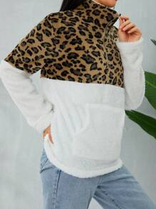 Hoodies For Women Camo Leopard Print Tops Pullover Hooded Sweatshirt Drawstring With Pocket - White - View 5