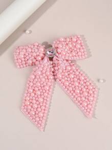 1pc/2pcs White Bow Hair Clips For Girls,Fabric Pearl Hair Bows,Fashion Hair Accessories For Girls Best Friend Bridal Gifts