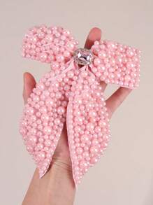 1pc/2pcs White Bow Hair Clips For Girls,Fabric Pearl Hair Bows,Fashion Hair Accessories For Girls Best Friend Bridal Gifts