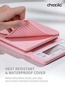 choxila 1pc Pink Coffee Scale With Timer, LCD Backlight Display, High Accuracy Kitchen Food Scale With Tare Function, 6.6LB/3KG Max Load, 0.1g Precision Sensor (Batteries Not Included) Back To School - Pink - View 7