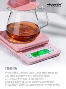 choxila 1pc Pink Coffee Scale With Timer, LCD Backlight Display, High Accuracy Kitchen Food Scale With Tare Function, 6.6LB/3KG Max Load, 0.1g Precision Sensor (Batteries Not Included) Back To School - Pink - View 6