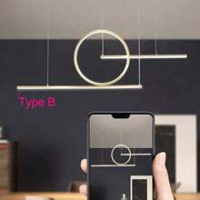 1 pieza Lámpara colgante LED moderna, Luminaria colgante de metal lineal con pantalla de acrílico blanco, Lámpara colgante de barra larga, Luz colgante de isla de techo para comedor (Dorado)