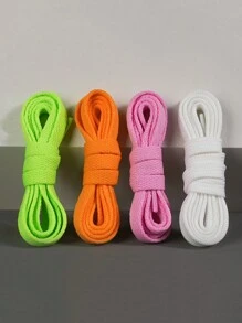 New Colorful Polyester Flat Shoelaces, Solid Color Laces For Canvas Shoes, Sneakers