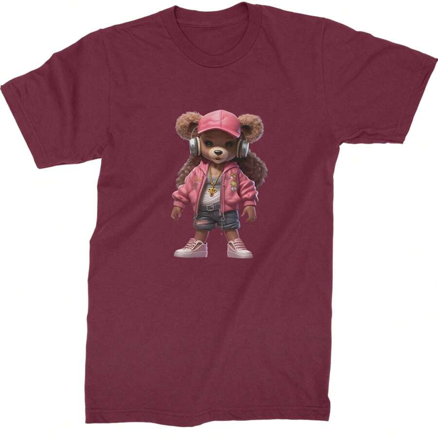 Pink Female Urban Graffiti Bear  Mens T-Shirt