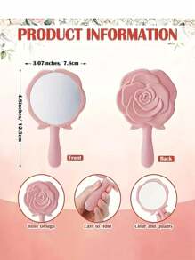 36/12/8/4 件花卉手柄化妆镜，玫瑰设计紧凑型镜子公主镜镜子迷你可爱镜子，手持镜，手持化妆镜，紧凑型旅行镜，礼品套装，非常适合生日、婚礼、派对，送给同事、朋友和家人的完美礼物，情人节伴娘礼物伴娘礼物拥抱卡 - 彩色 - 查看 9