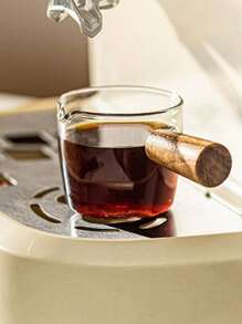 1 Stück Vintage-Stil Spitzauslauf Glas Kaffeetasse mit Holzgriff, Espresso