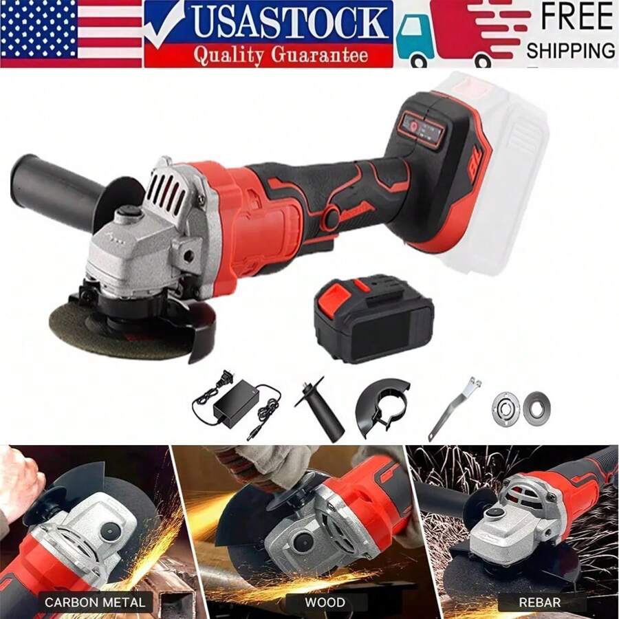 Cordless Angle Grinder For Milwaukee 18V Battery, Angle Grinder With 11000 RPM Brushless Motor, 3 Variable Speeds Grinders For Cutting, Griding, Polishing.
