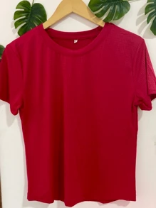 COLD MESH T-SHIRT ROUND NECK POLYAMIDE FITNESS SPORTS - Đỏ - Xem 2