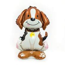 1 Peça Balão de Folha de 16 Polegadas com Base Pequena em Formato de Gato, Zebra, Girafa, Leopardo, Urso Marrom, Pavão ou Filhote de Cachorro, Suprimentos para Festa de Aniversário, Layout com Tema Animal, Festa de Animais de Estimação, Pode Ficar em Pé