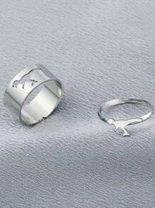 Valentine's Day Gift Versatile Luxury Retro Couple Rings Hollow Plane Heart Fashion Ring Open Design Women Accessory - Multicolor - View 20