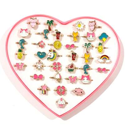 Kit 6-36 Unidades Anéis Sortidos Ajustáveis Menina