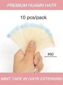 10pcs Mini Tape-In Human Hair Extensions Straight Natural Look Thin Hair Water Proof Skin Weft Tape In Hair Extensions 3x0.8cm Salon Quality Daily Volume Boost For Women Easy Application, Perfect For All Hair Types For Halloween And Christmas Parties Dinners Daily Life Travel Etc Suitable For Beginners - S60 - Xem 2