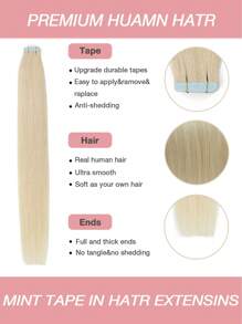 10pcs Mini Tape-In Human Hair Extensions Straight Natural Look Thin Hair Water Proof Skin Weft Tape In Hair Extensions 3x0.8cm Salon Quality Daily Volume Boost For Women Easy Application, Perfect For All Hair Types For Halloween And Christmas Parties Dinners Daily Life Travel Etc Suitable For Beginners - S60 - Xem 4