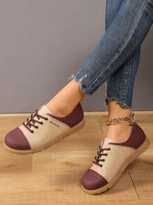 Women's Classic Comfortable Leather Loafers, Casual Slip-On Fashion Cute Office Work Flats Walking Daily Shoes - Burgundy - View 2