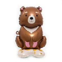 1 Peça Balão de Folha de 16 Polegadas com Base Pequena em Formato de Gato, Zebra, Girafa, Leopardo, Urso Marrom, Pavão ou Filhote de Cachorro, Suprimentos para Festa de Aniversário, Layout com Tema Animal, Festa de Animais de Estimação, Pode Ficar em Pé