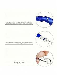 5 sztuk kolorowych różowych, niebieskich, czarnych smyczy, modny design unisex, odpowiedni do identyfikatorów biurowych, smycz na rejs, z obrotowymi haczykami do łatwego użycia, artykuły szkolne, powrót do szkoły - Wielokolorowe - Zobacz 12